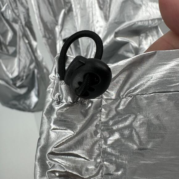 Vinyl Icons Metallic Foil Parachute Pants WMNS XL Silver Elastic Waist High Rise - Picture 3 of 10